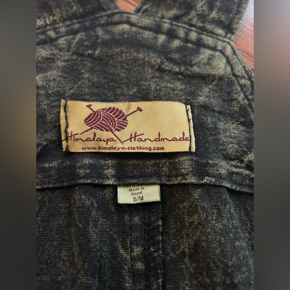 HIMALAYA HANDMADE Tie Dye Floral Embroidered Denim Overall S/M NEW - Picture 8 of 15